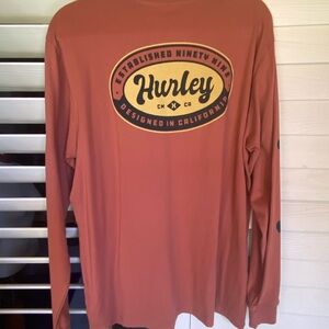 Hurley Men's Rust Long Sleeve Tee with Logo